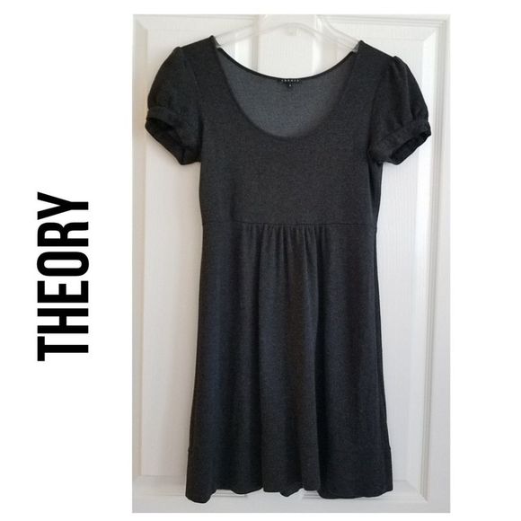 Theory Dresses & Skirts - THEORY Cap Sleeve Steel Gray Knit Dress - Size S